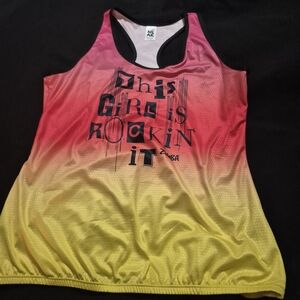 Zumba Fitness Women's Pink and Yellow Tank Top